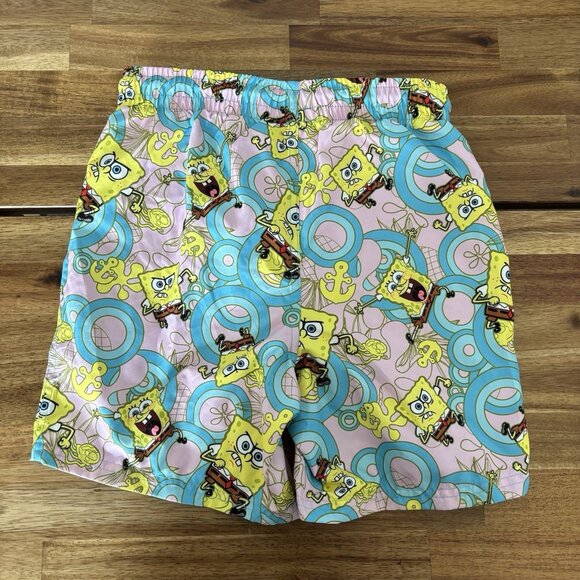 Spongebob Squarepants Swim Trunks Boy Size L 10-12 Travel Pool Beach Vacation - Picture 2 of 7